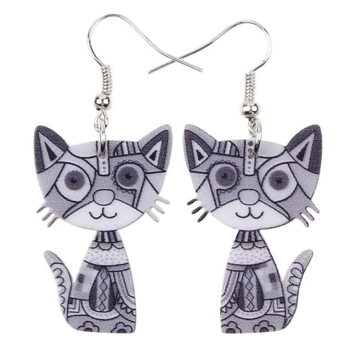 Cat-Shaped Acrylic Drop Earrings