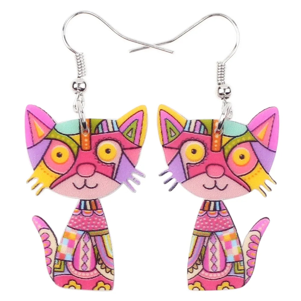 Cat-Shaped Acrylic Drop Earrings