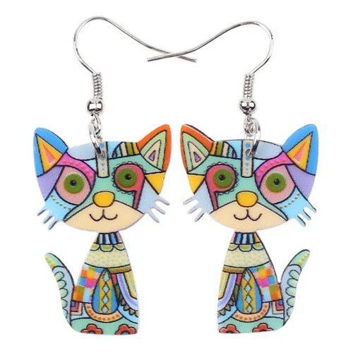 Cat-Shaped Acrylic Drop Earrings