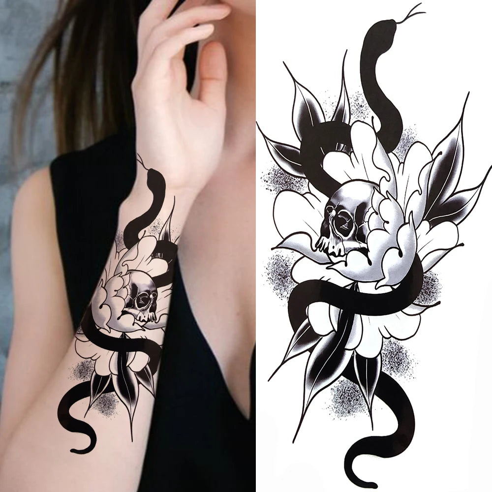 Temporary Peony Flower Tattoo