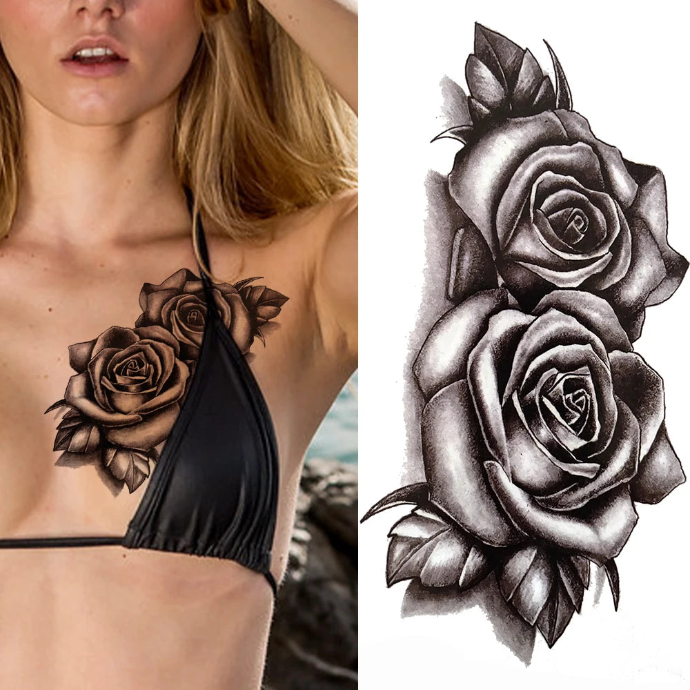 Temporary Peony Flower Tattoo