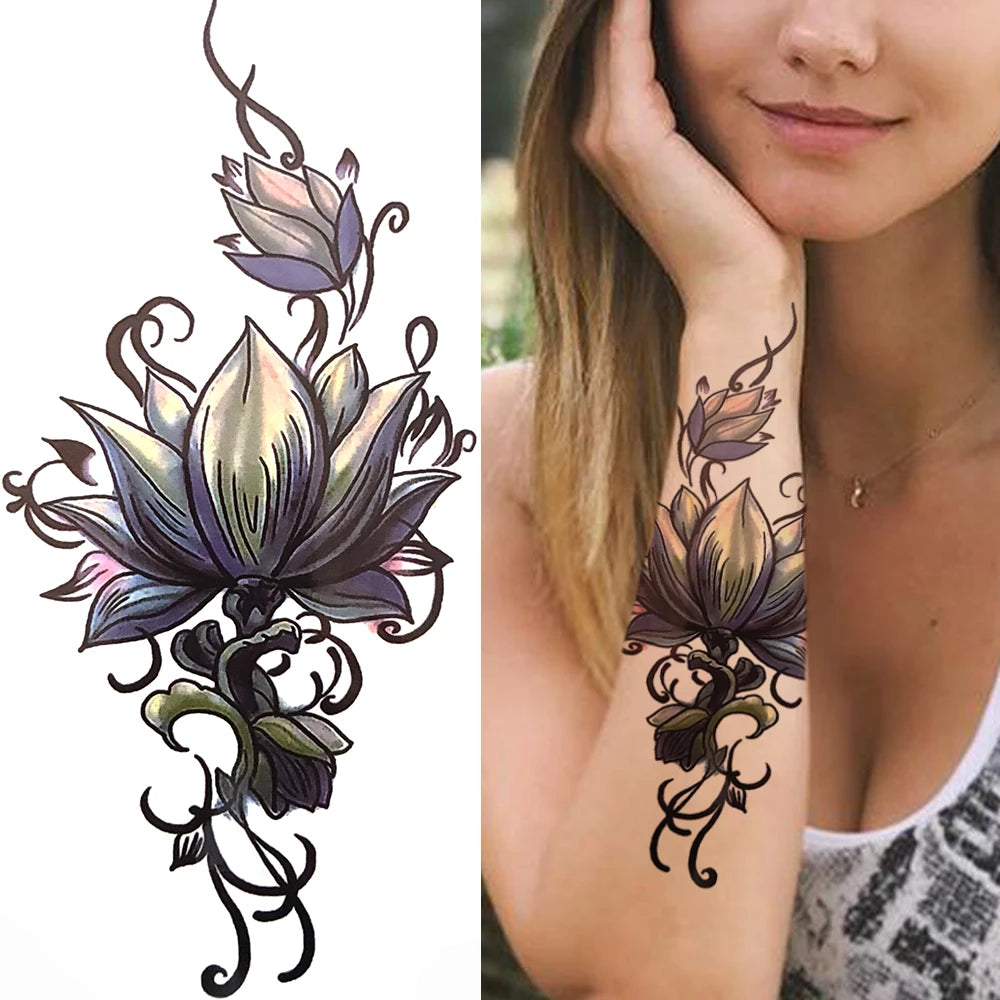 Temporary Peony Flower Tattoo