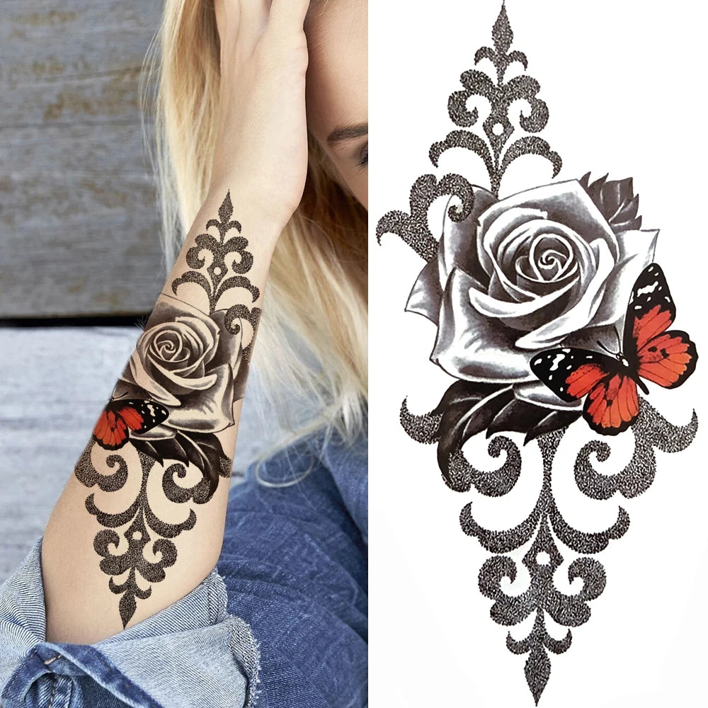Temporary Peony Flower Tattoo