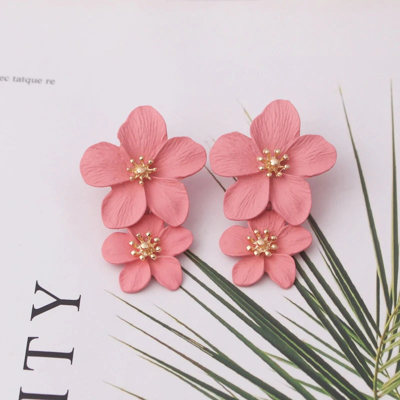 Double-Layer Floral Earrings