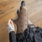 Sheer Heart-Patterned Stockings