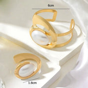 Spiral Bracelet & Ring with Pearl Accents