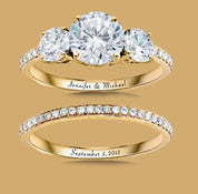 New Zirconia-Studded Wedding Rings Set