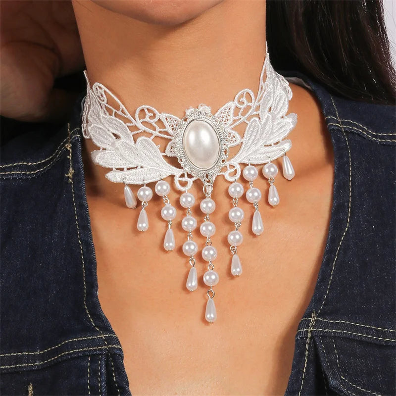 White Lace Choker Necklace