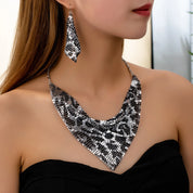 Snake Leather Necklace & Earring Set