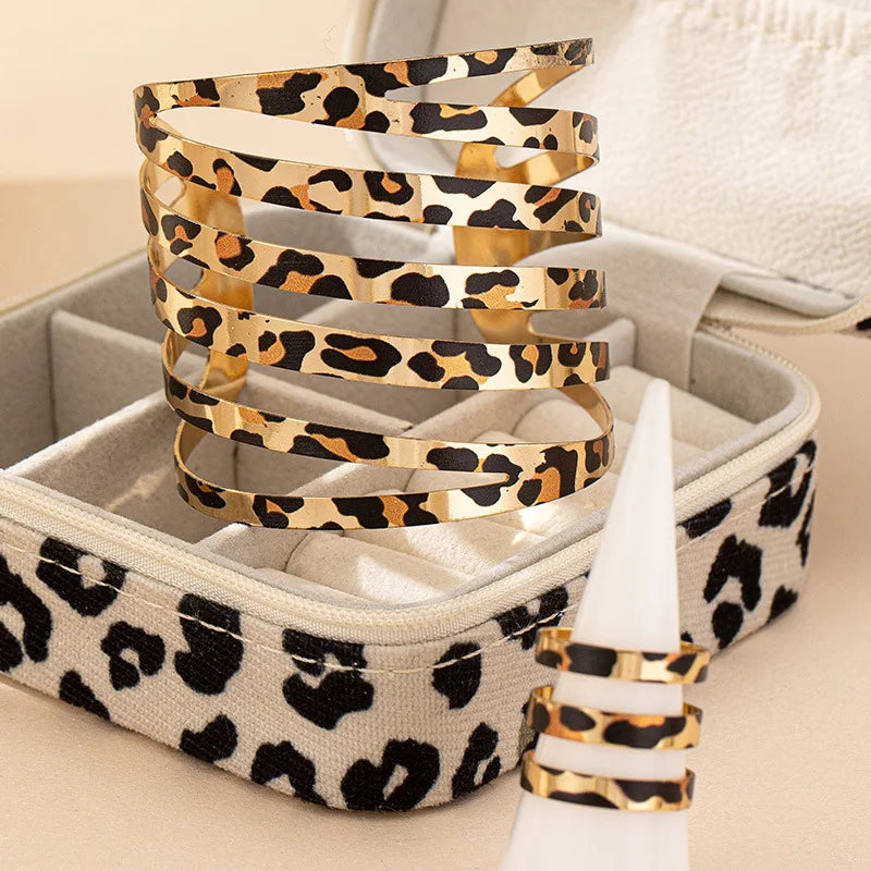 Leopard Print Bracelet and Ring Set