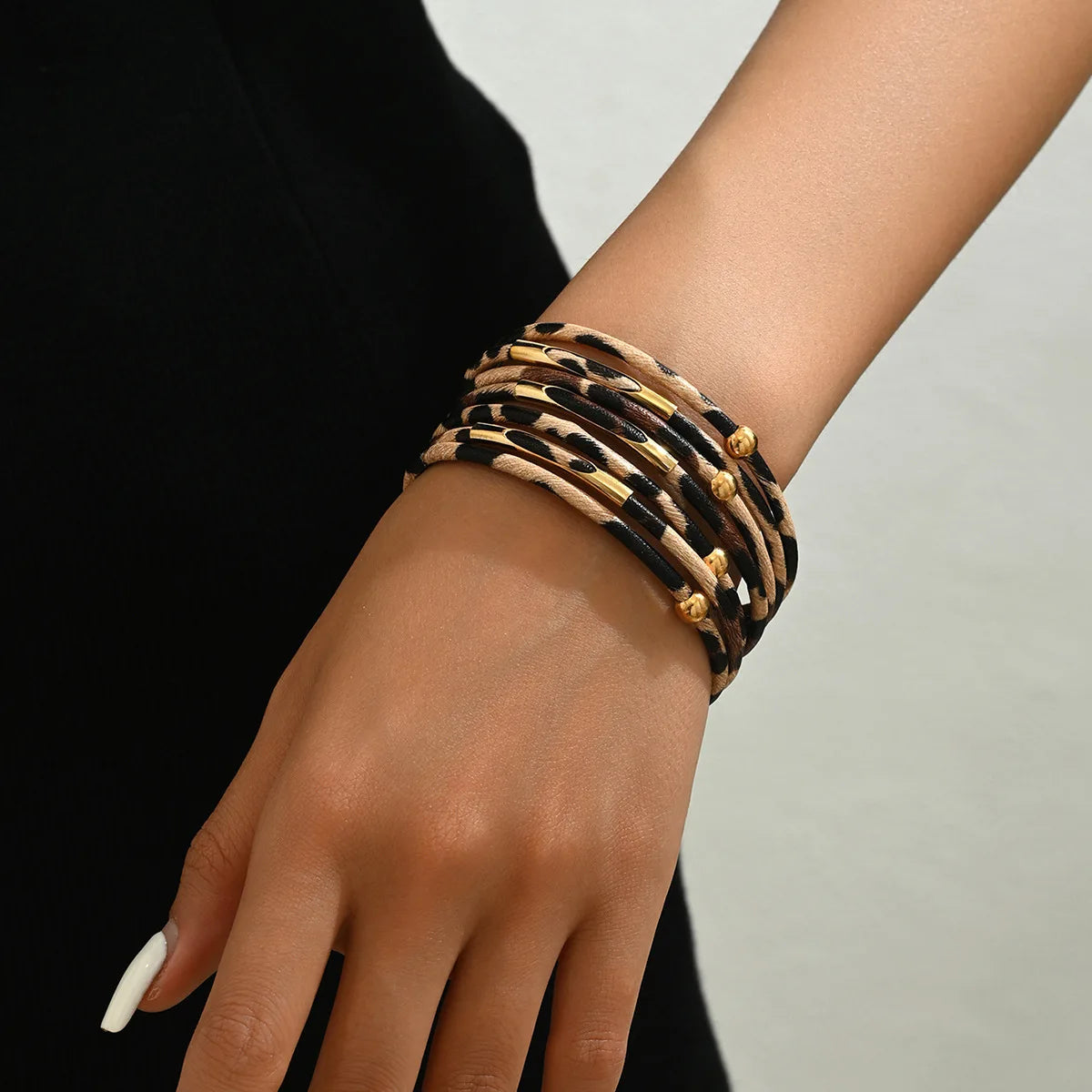 Multi-Layer Leopard Print Wrap Bracelet