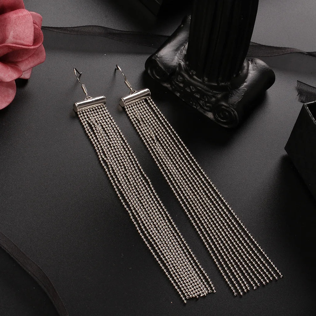 Distinctive Long Metal Earrings