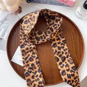 Leopard Print Long Scarf with Polka Dots
