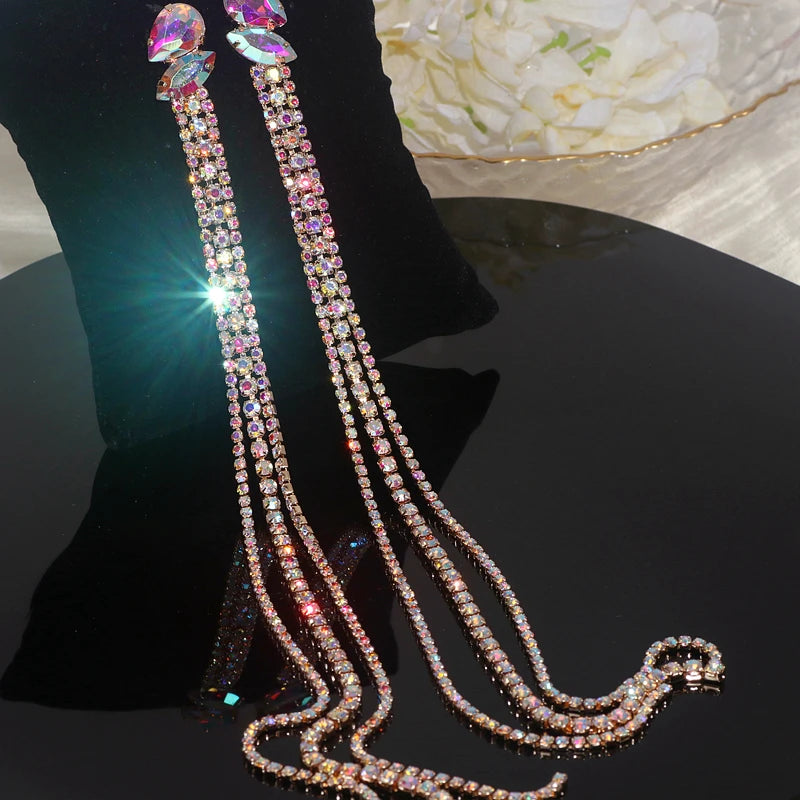 Rhinestone Chain Drop Earrings