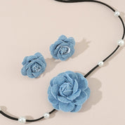 Flower Choker Necklace with Matching Earrings