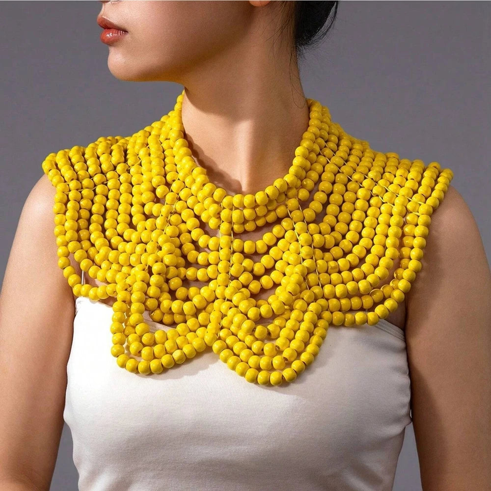 Elegant Handmade Wooden Bead Necklace
