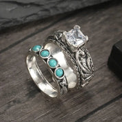New Zirconia-Studded Wedding Rings Set