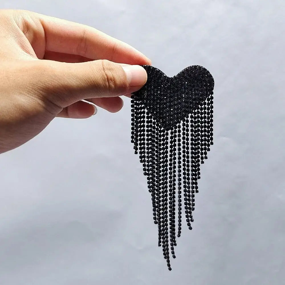 Beaded Heart Tassel Brooch