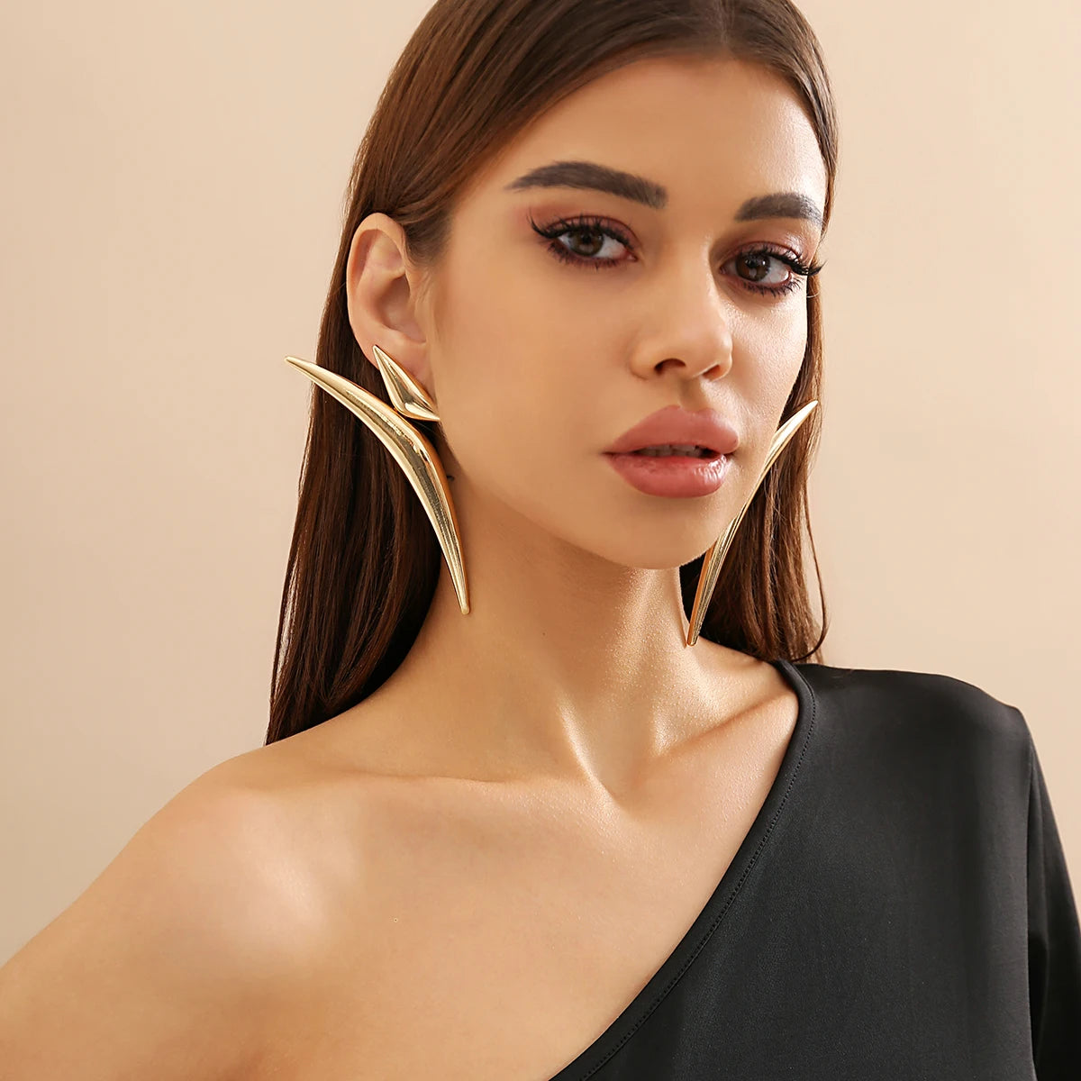 Long Curved Dangle Earrings