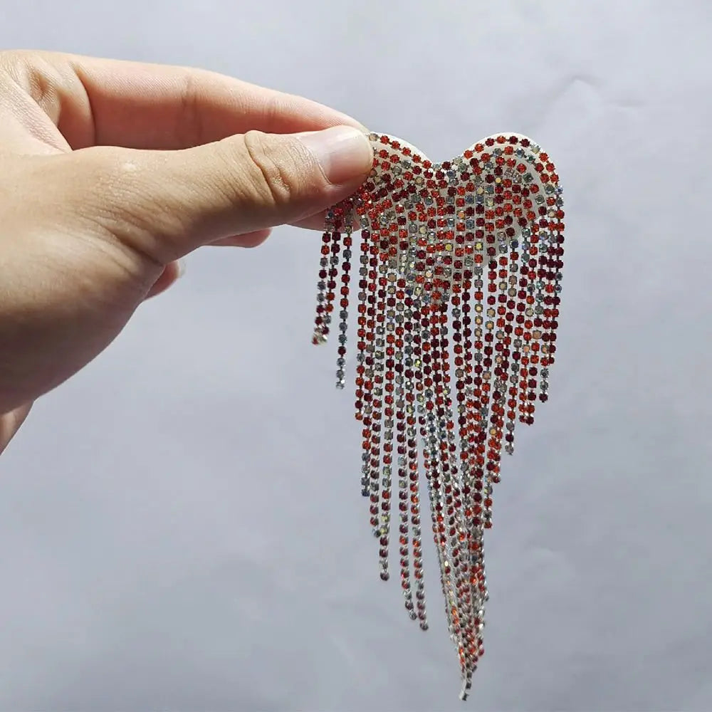 Beaded Heart Tassel Brooch