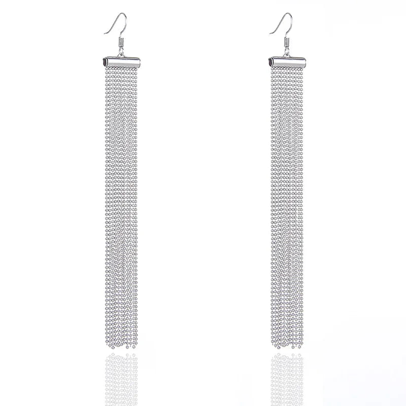 Distinctive Long Metal Earrings
