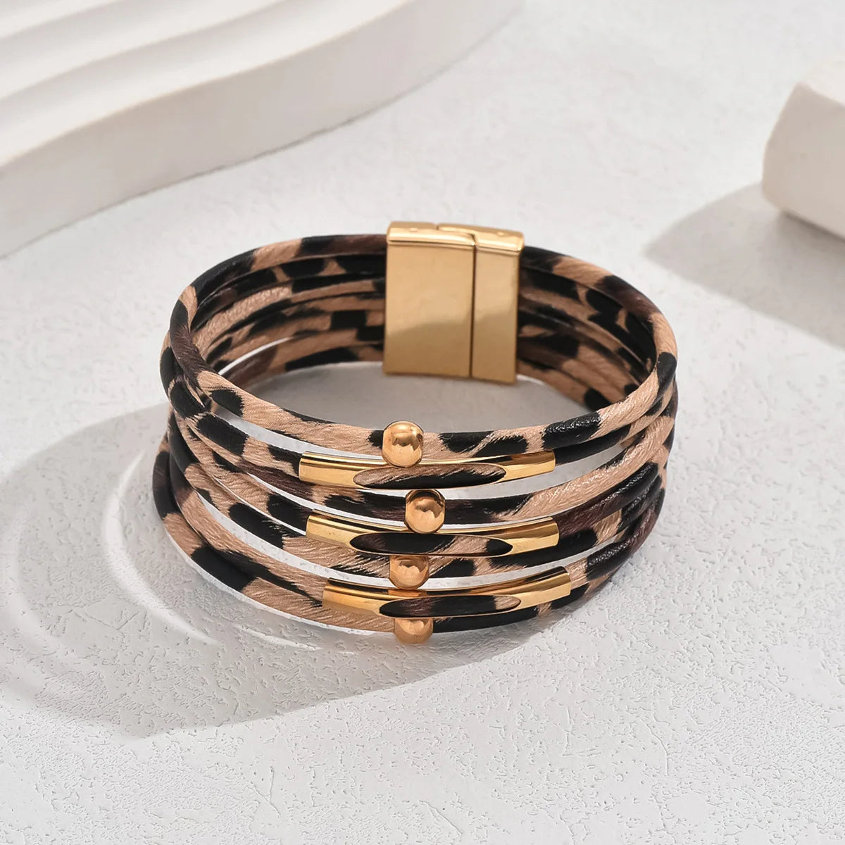 Multi-Layer Leopard Print Wrap Bracelet