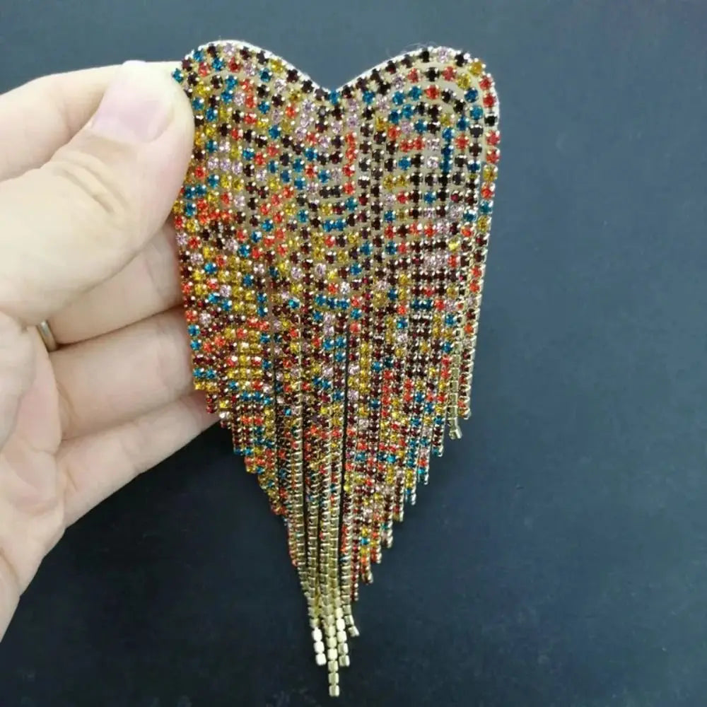 Beaded Heart Tassel Brooch