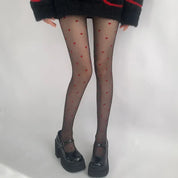 Sheer Heart-Patterned Stockings