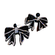 Black Bow Drop Earrings
