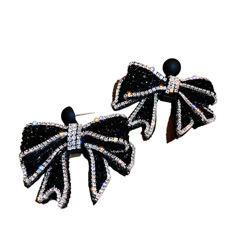 Black Bow Drop Earrings