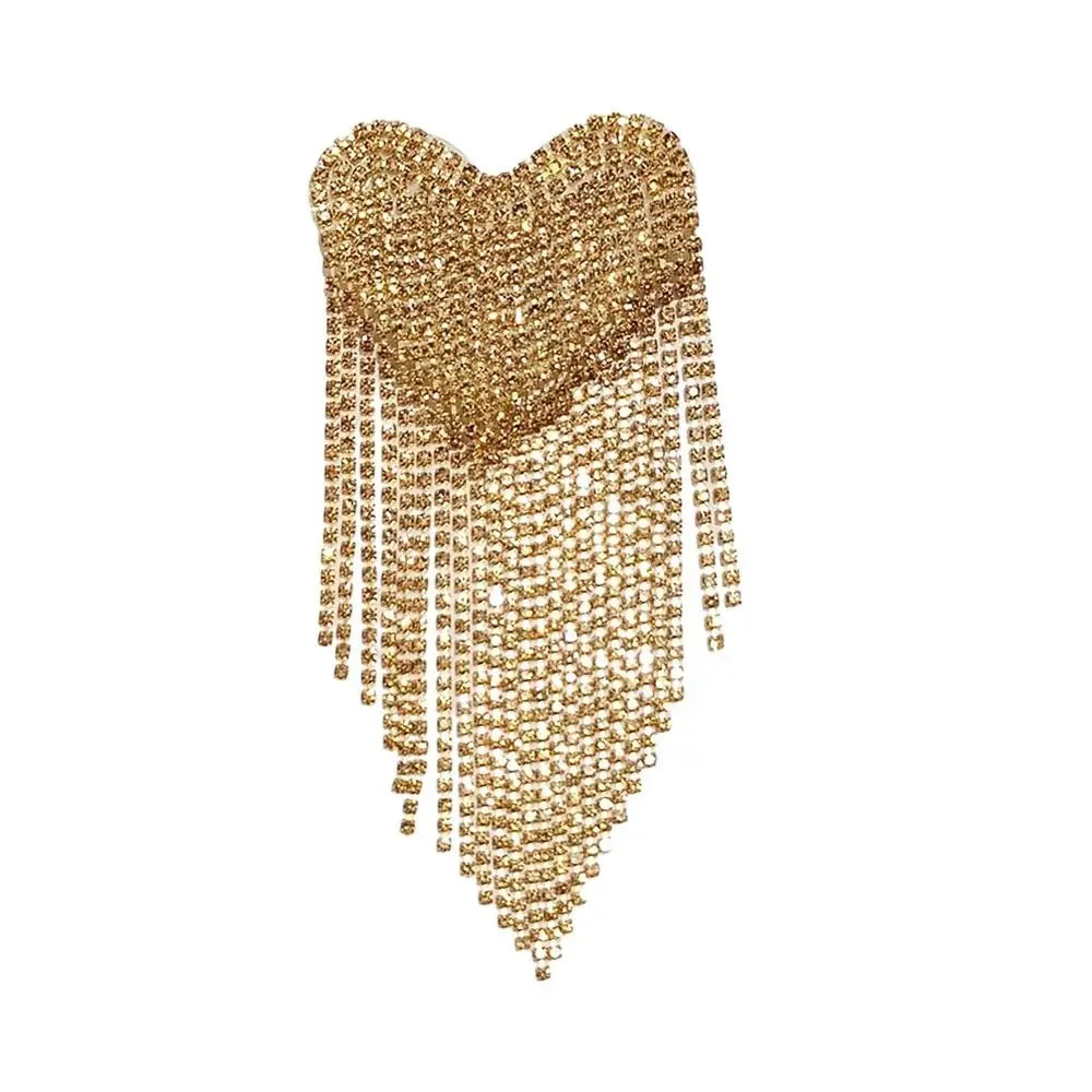 Beaded Heart Tassel Brooch