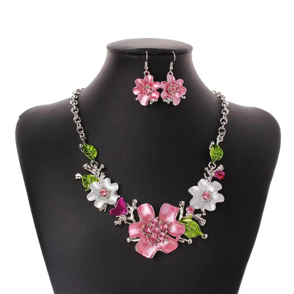 Flower Rhinestone Jewelry Set