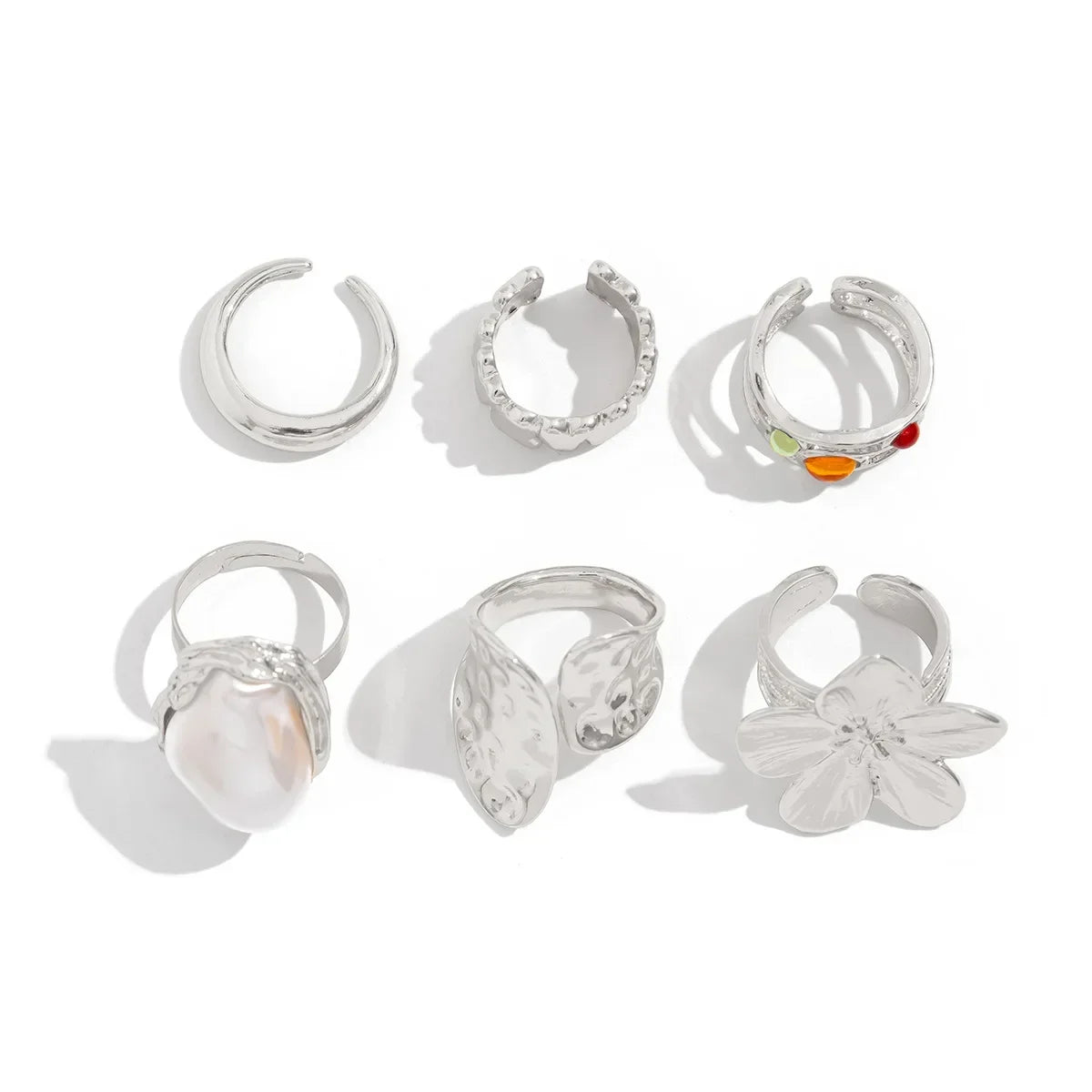 Set of 6 Stainless Steel Rings