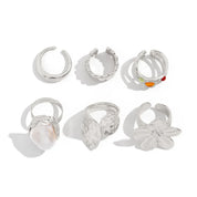 Set of 6 Stainless Steel Rings