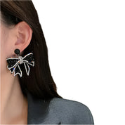 Black Bow Drop Earrings