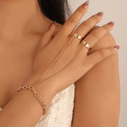 Heart Chain Ring Bracelet