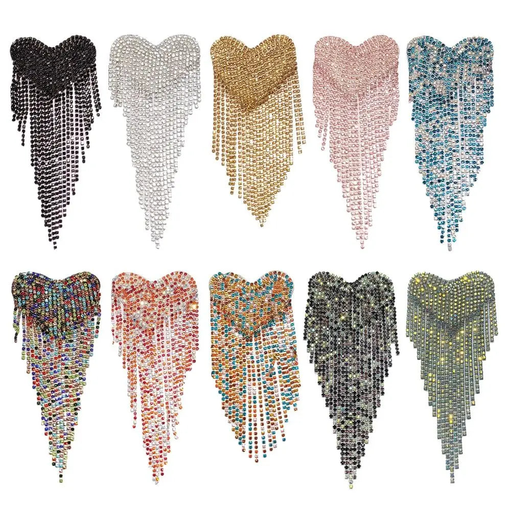 Beaded Heart Tassel Brooch