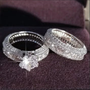 New Zirconia-Studded Wedding Rings Set