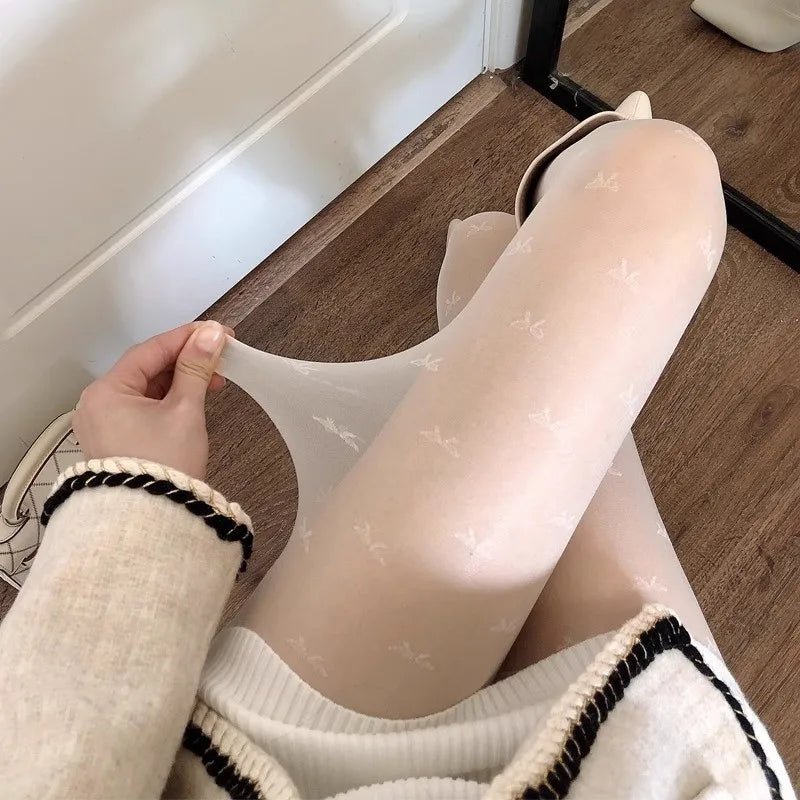 Sheer Heart-Patterned Stockings
