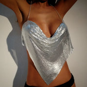 Metallic Sequin Party Crop Top