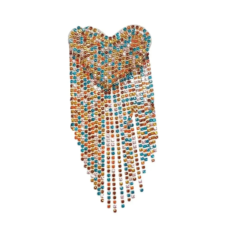 Beaded Heart Tassel Brooch
