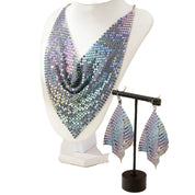 Snake Leather Necklace & Earring Set