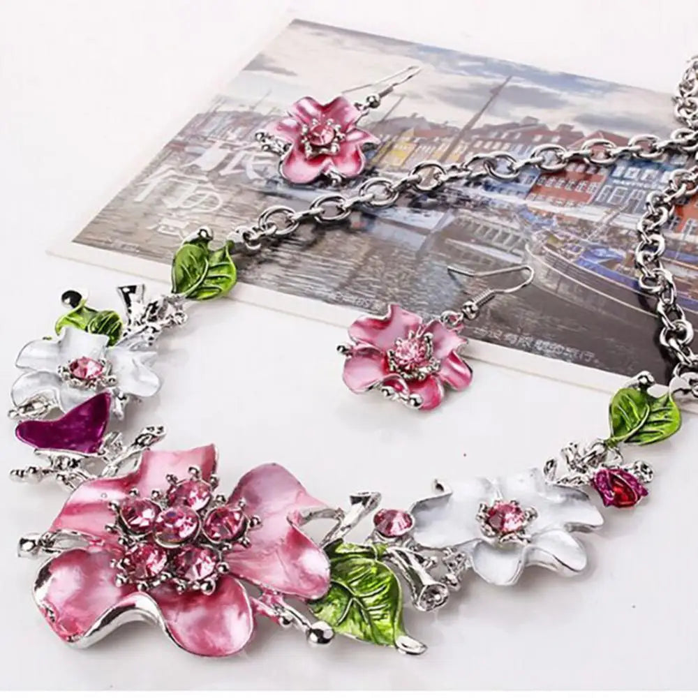 Flower Rhinestone Jewelry Set