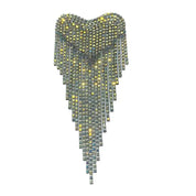 Beaded Heart Tassel Brooch