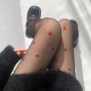 Sheer Heart-Patterned Stockings