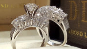 New Zirconia-Studded Wedding Rings Set