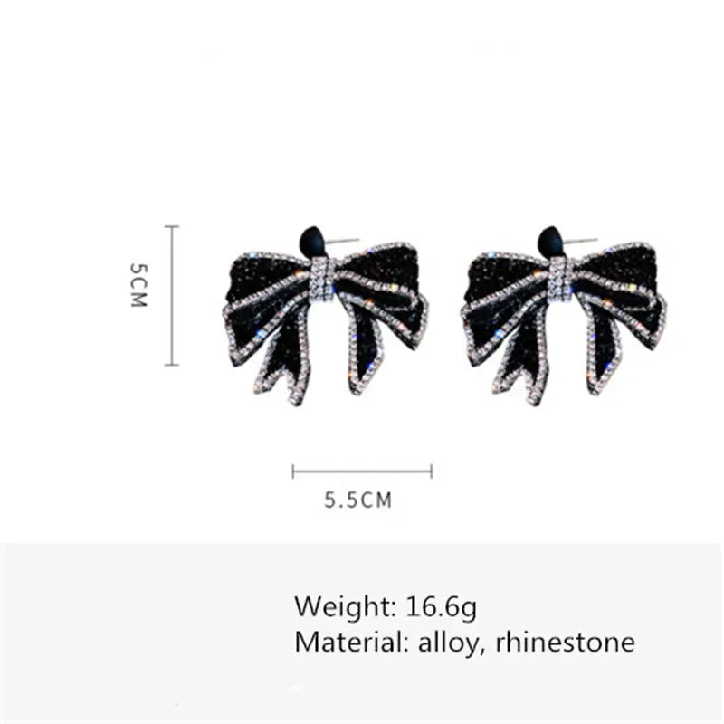 Black Bow Drop Earrings
