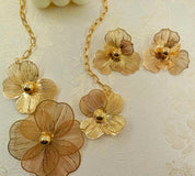 Flower Metal Necklace and Earring Set