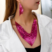Snake Leather Necklace & Earring Set
