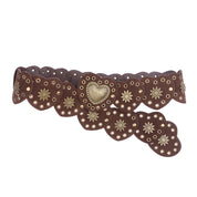 Brown Belt with Heart-Decorated Buckle